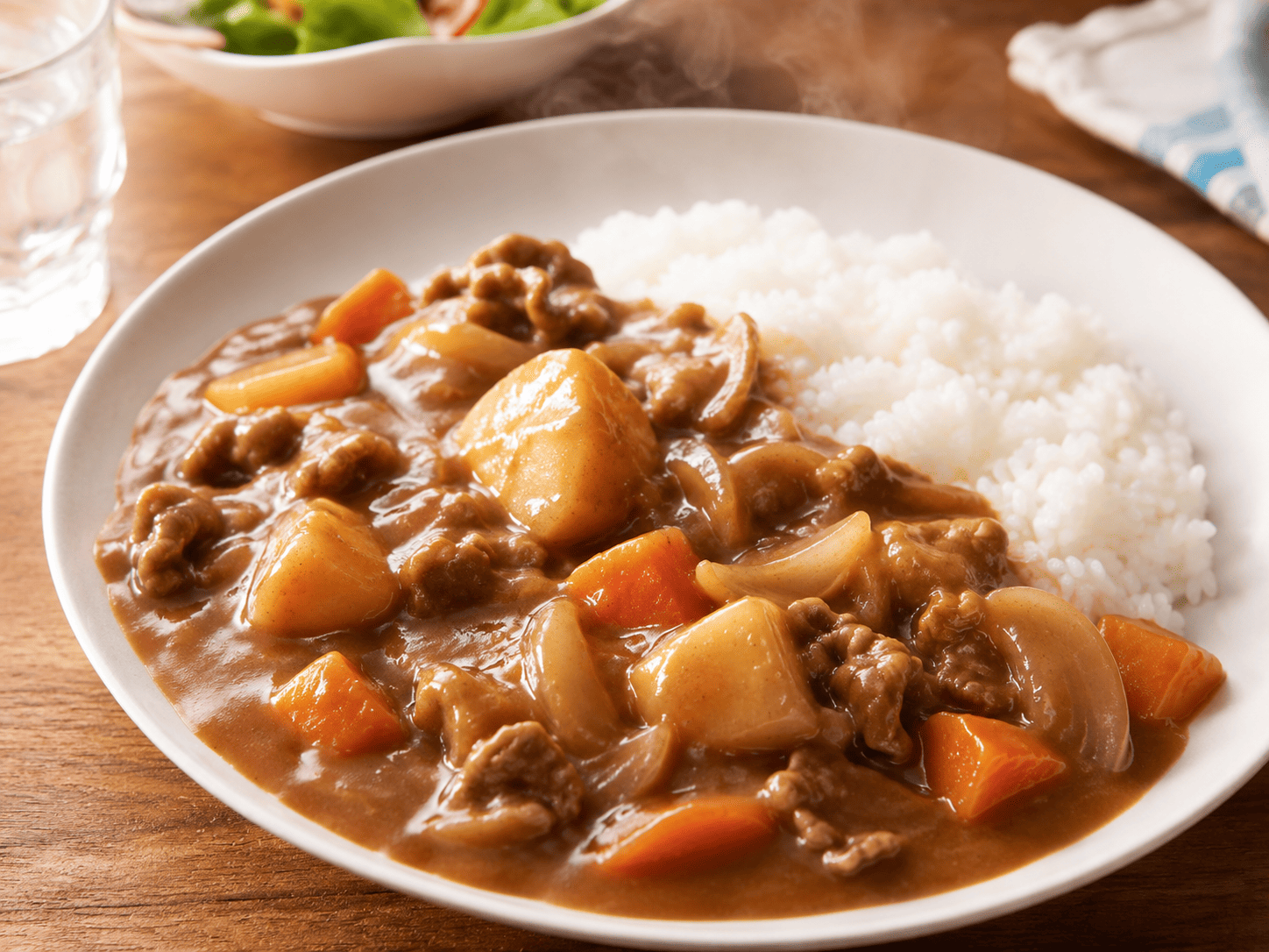 中辛カレーの盛り付け