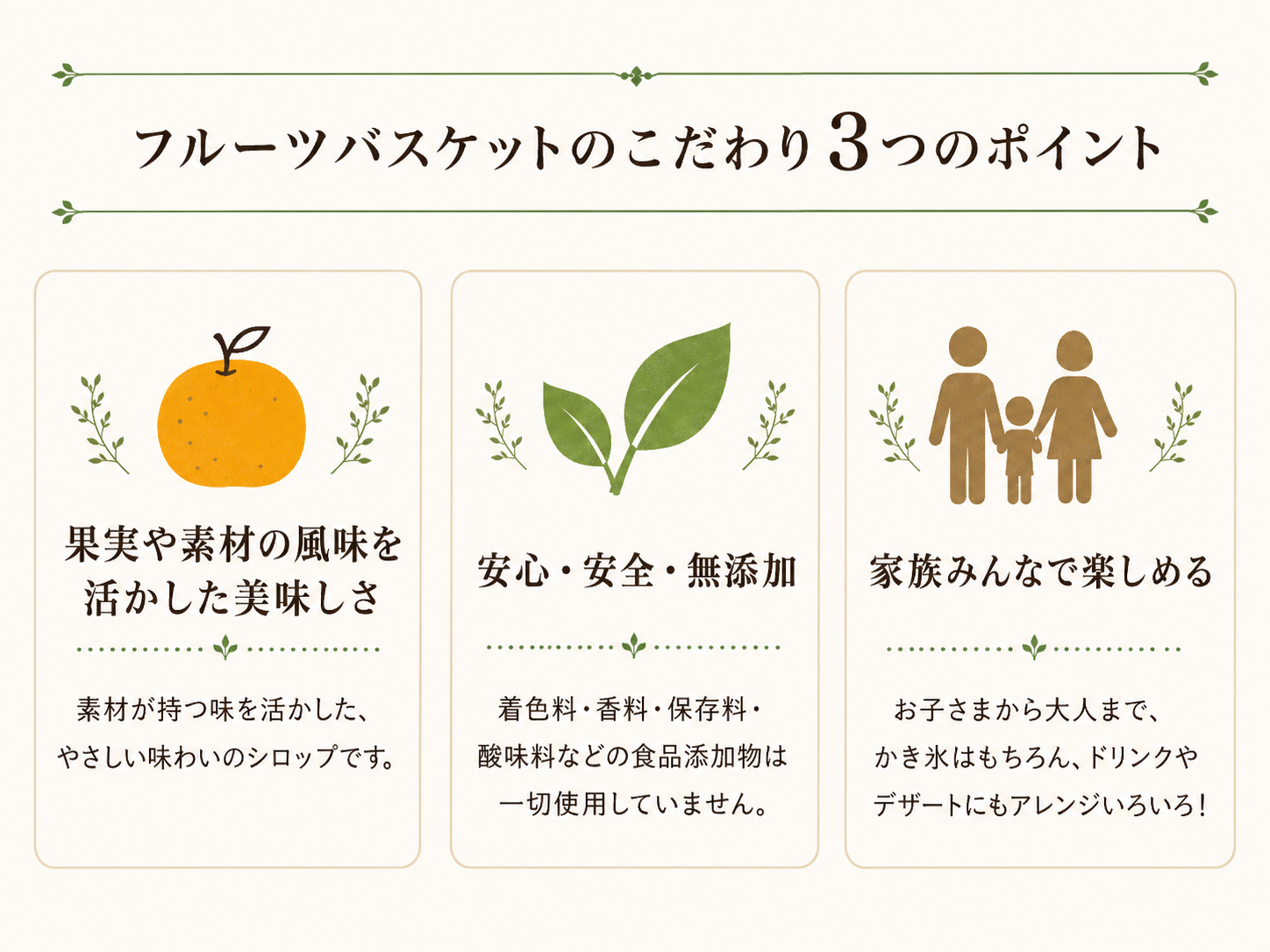 フルーツバスケットのこだわり 3つのポイント