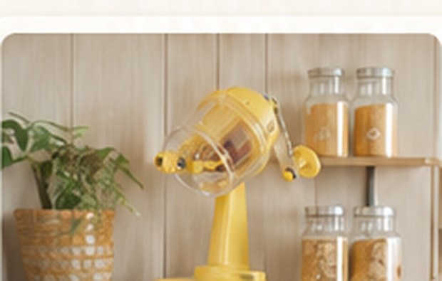 キッチンに置いたイエローのかき氷器